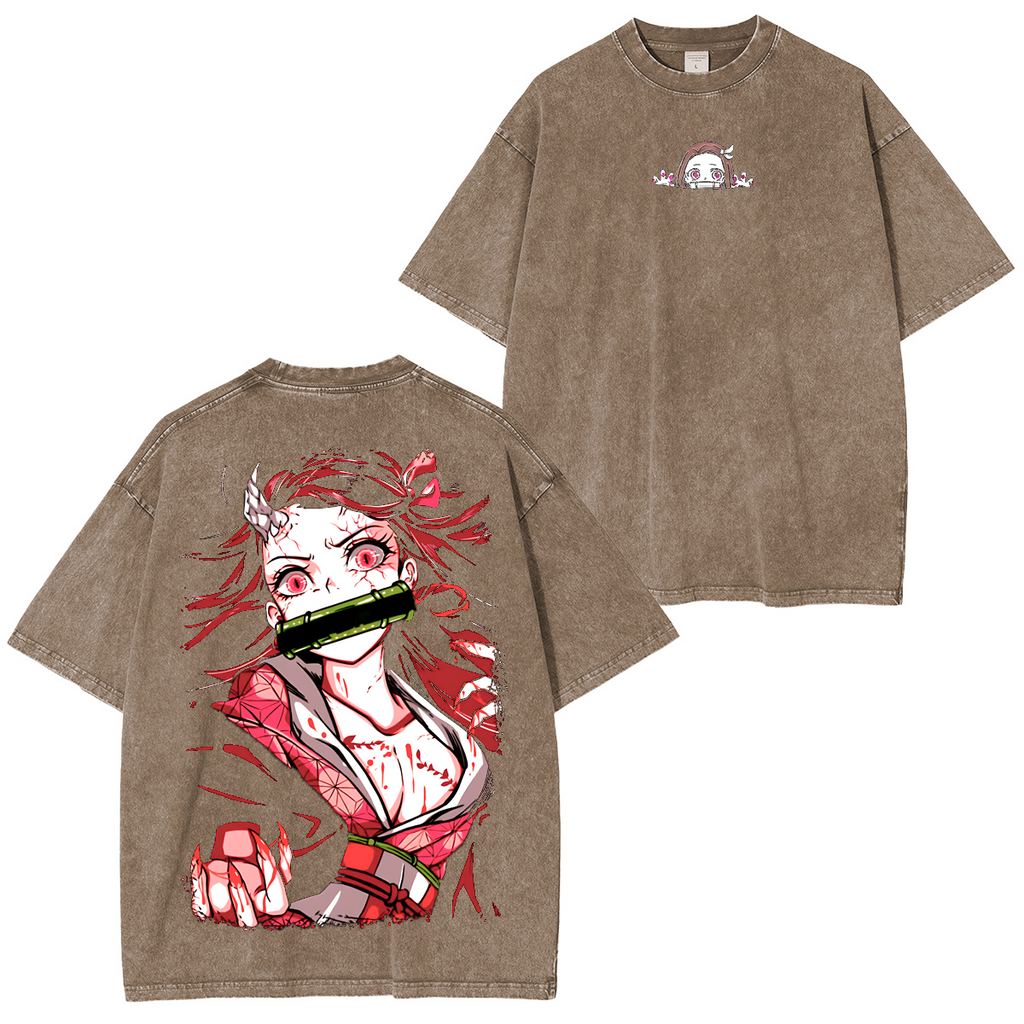 Nezuko Kamado, Demon Slayer Anime Unisex Washed T-Shirt
