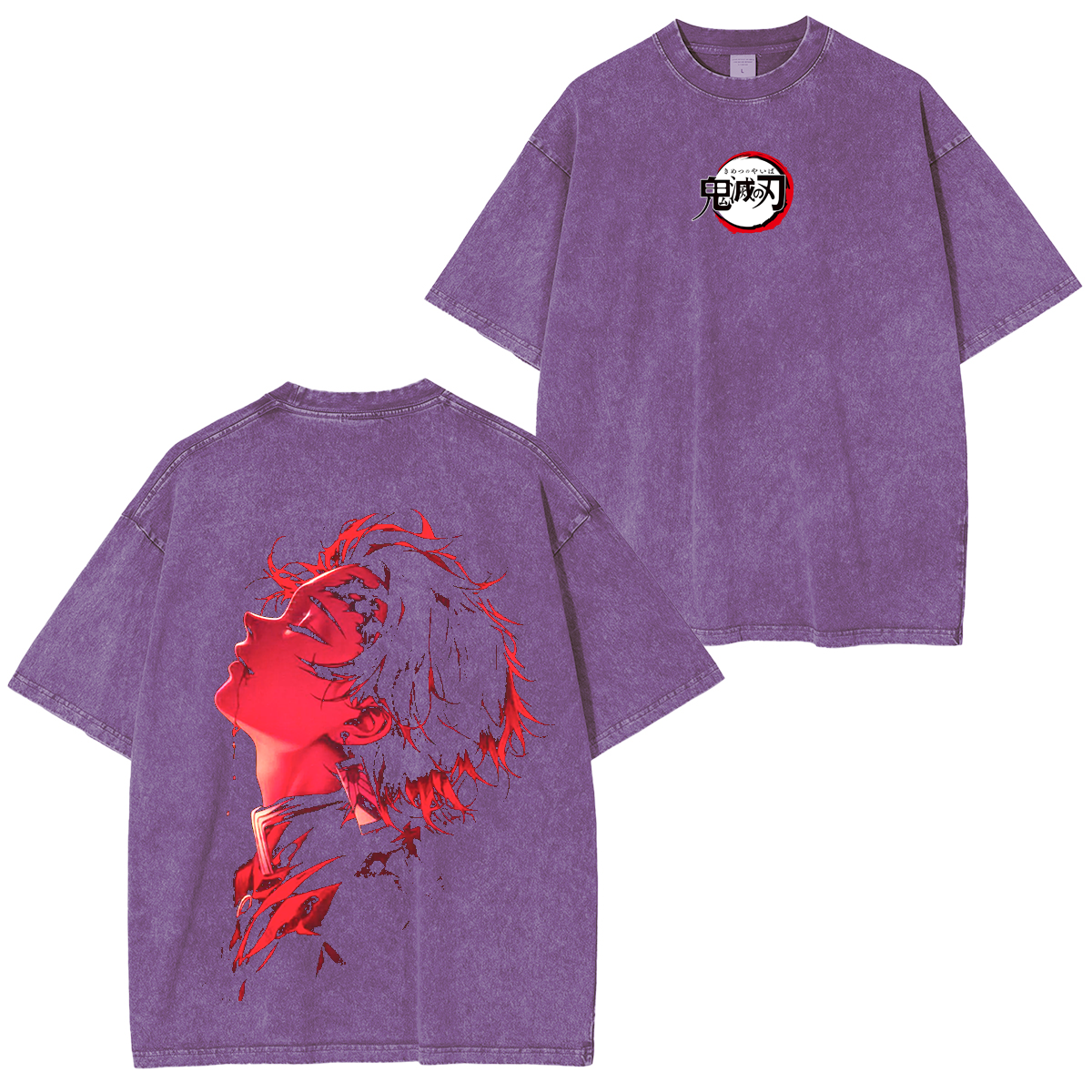 Demon Slayer Tanjiro Kamado Vintage Anime Unisex Washed T-Shirt