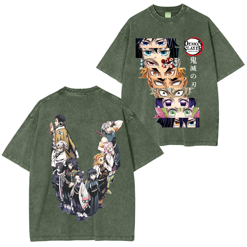 Demon Slayer Hashira  Vintage Anime Unisex Washed T-Shirt