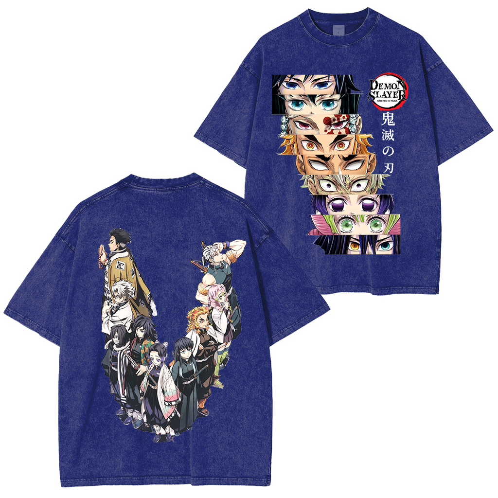 Demon Slayer Hashira  Vintage Anime Unisex Washed T-Shirt
