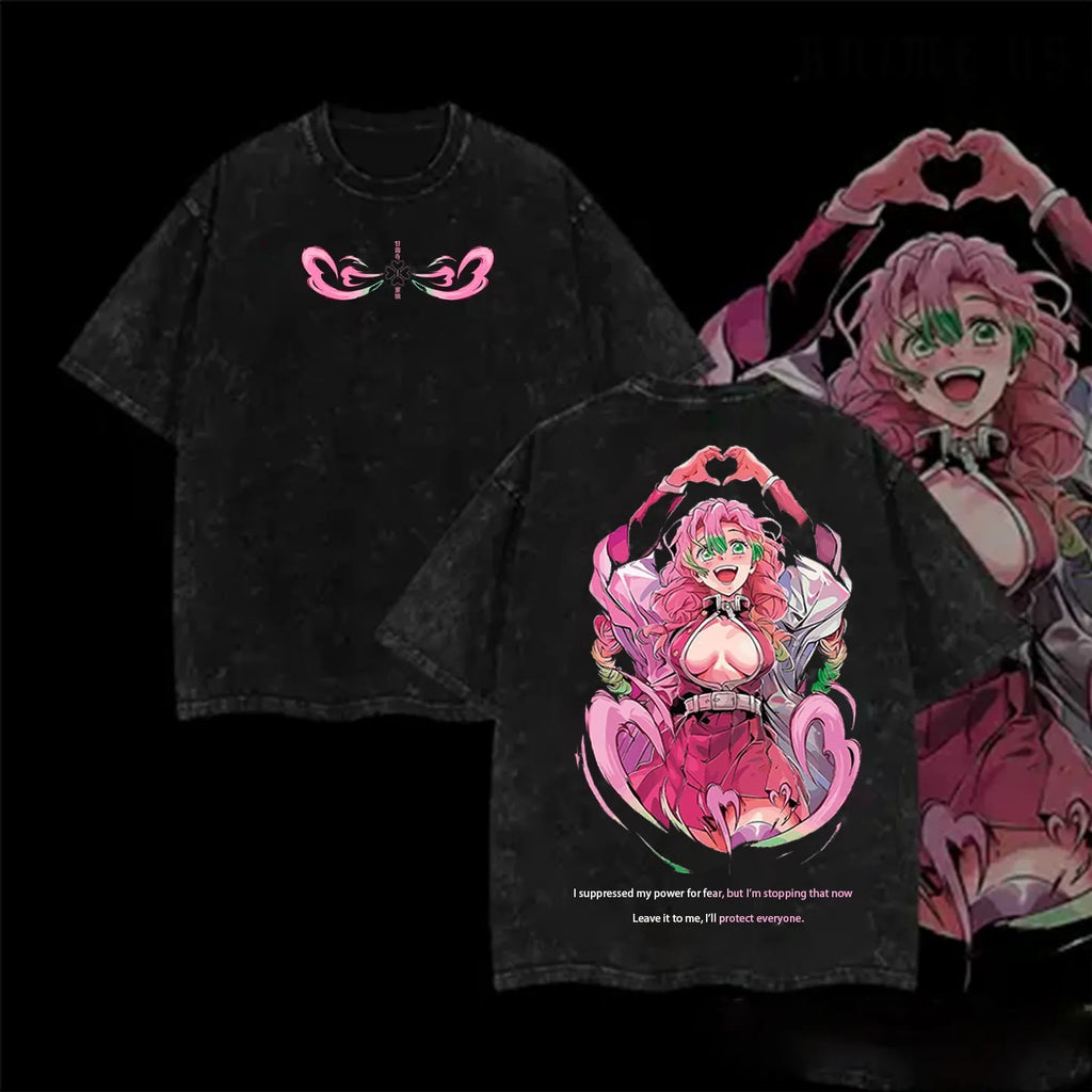Hashira Demon Slayer Tee �?Rengoku, Giyu, Tengen, Obanai, Gyomei, Mitsuri Vintage Washed Oversized T-Shirt