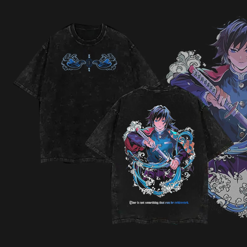 Hashira Demon Slayer Tee �?Rengoku, Giyu, Tengen, Obanai, Gyomei, Mitsuri Vintage Washed Oversized T-Shirt