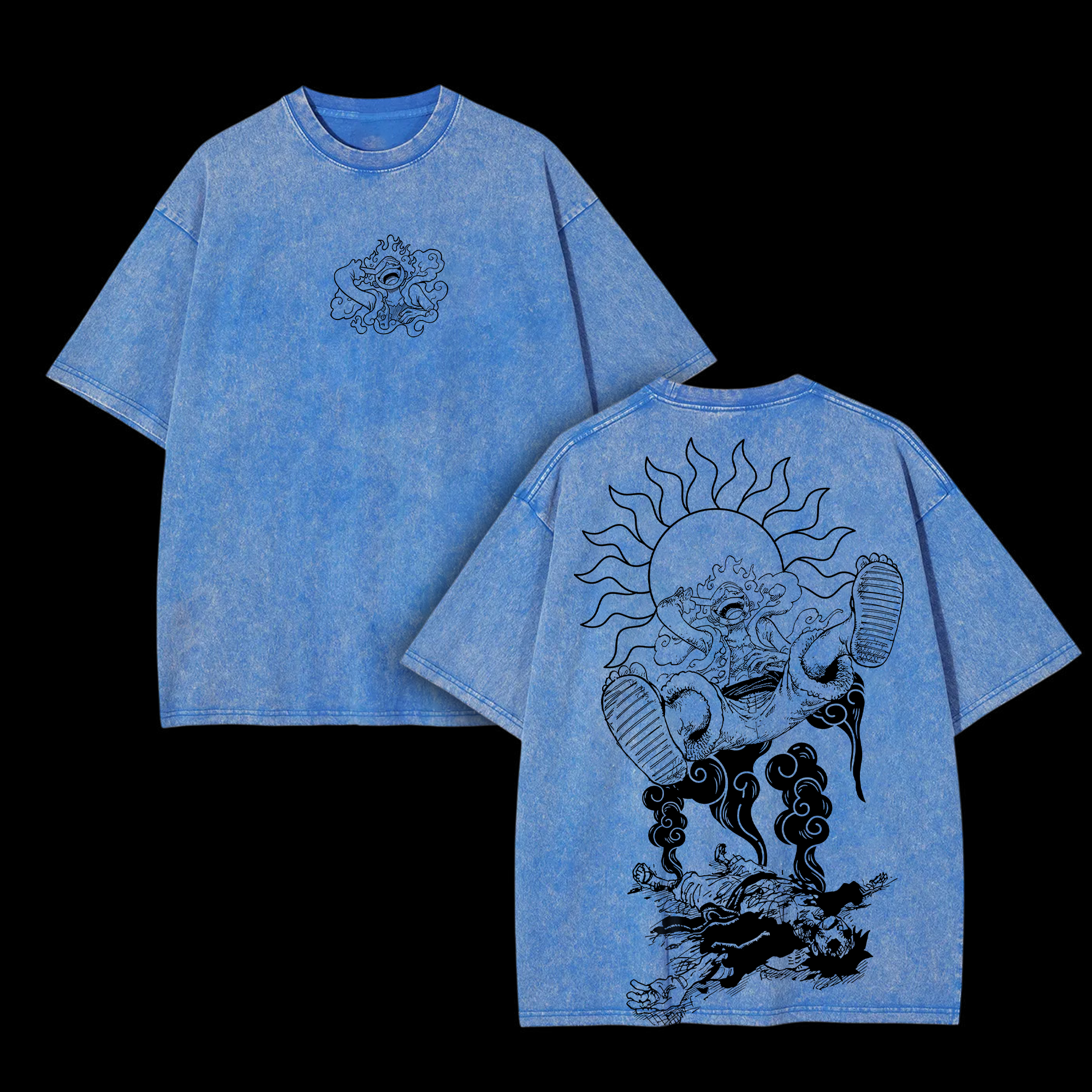 Unisex Anime Inspired Vintage Washed T-shirt | Luffy Gear 5