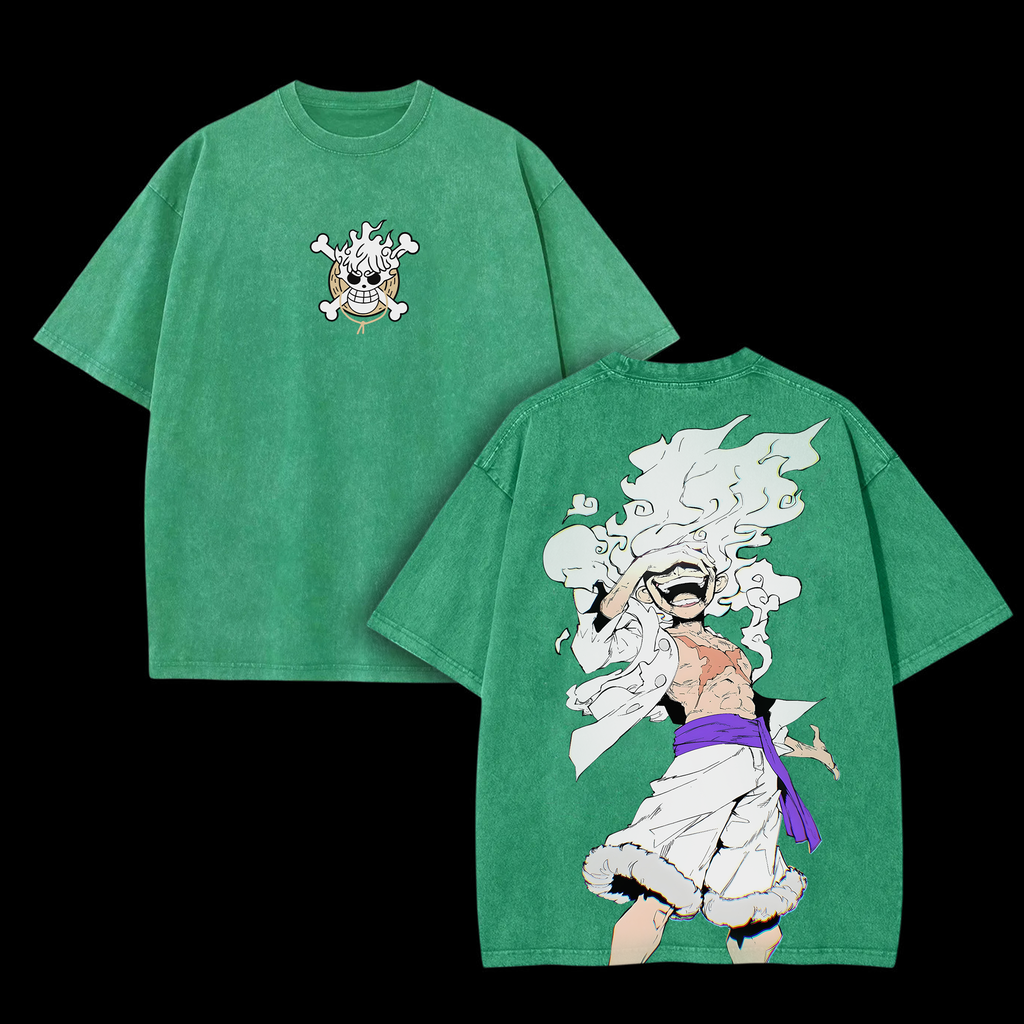 Unisex Anime Inspired Vintage Washed T-shirt | Luffy Gear 5
