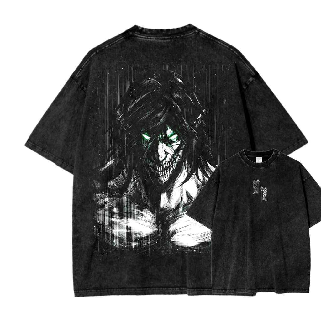 Attack On  Titan Eren Unisex Fit Washed T-Shirt