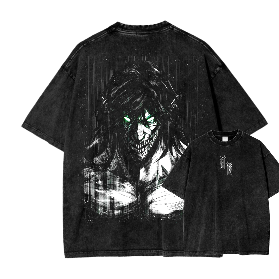 Attack On  Titan Eren Unisex Fit Washed T-Shirt