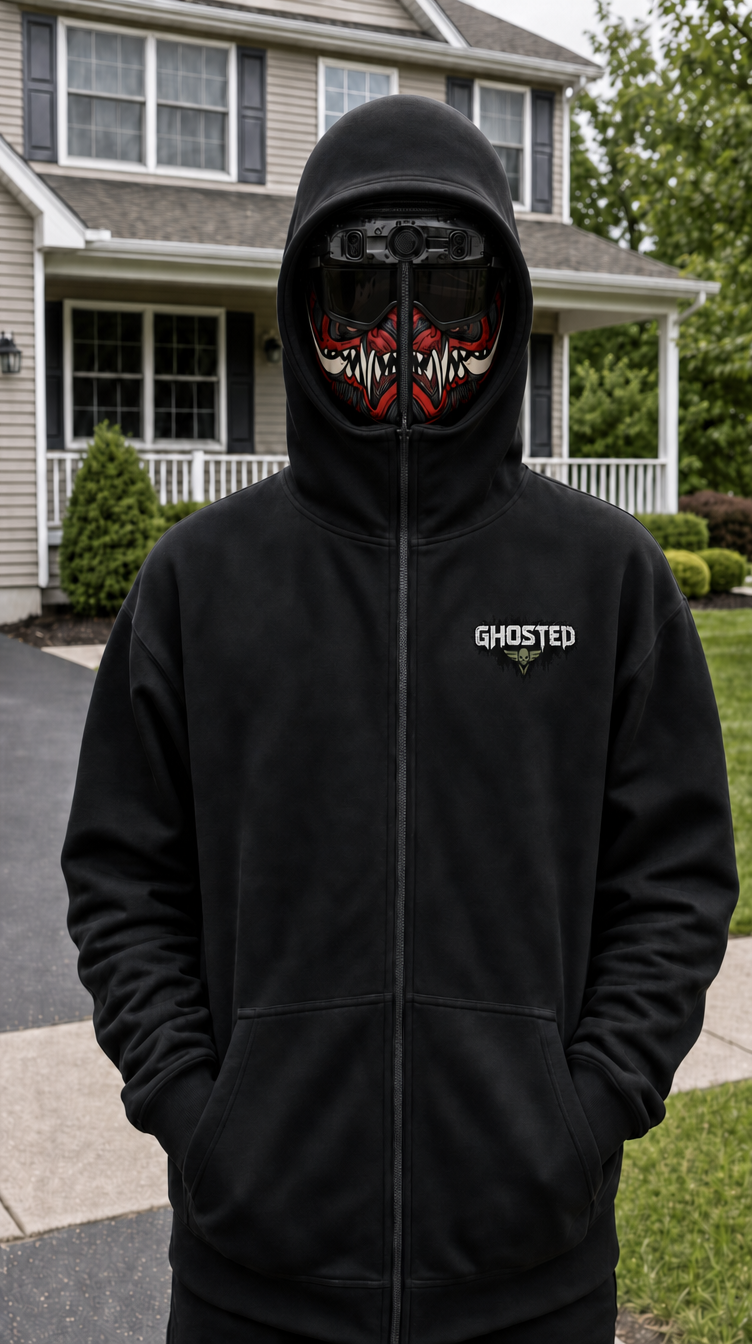 GHOSTED Skull Mask Zip-Up Hoodie