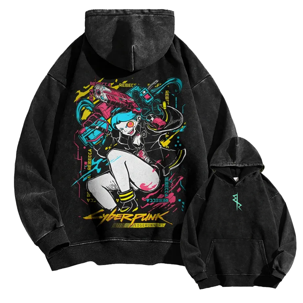 Cyberpunk: Edgerunners Casual Washed Hoodie 2507022448