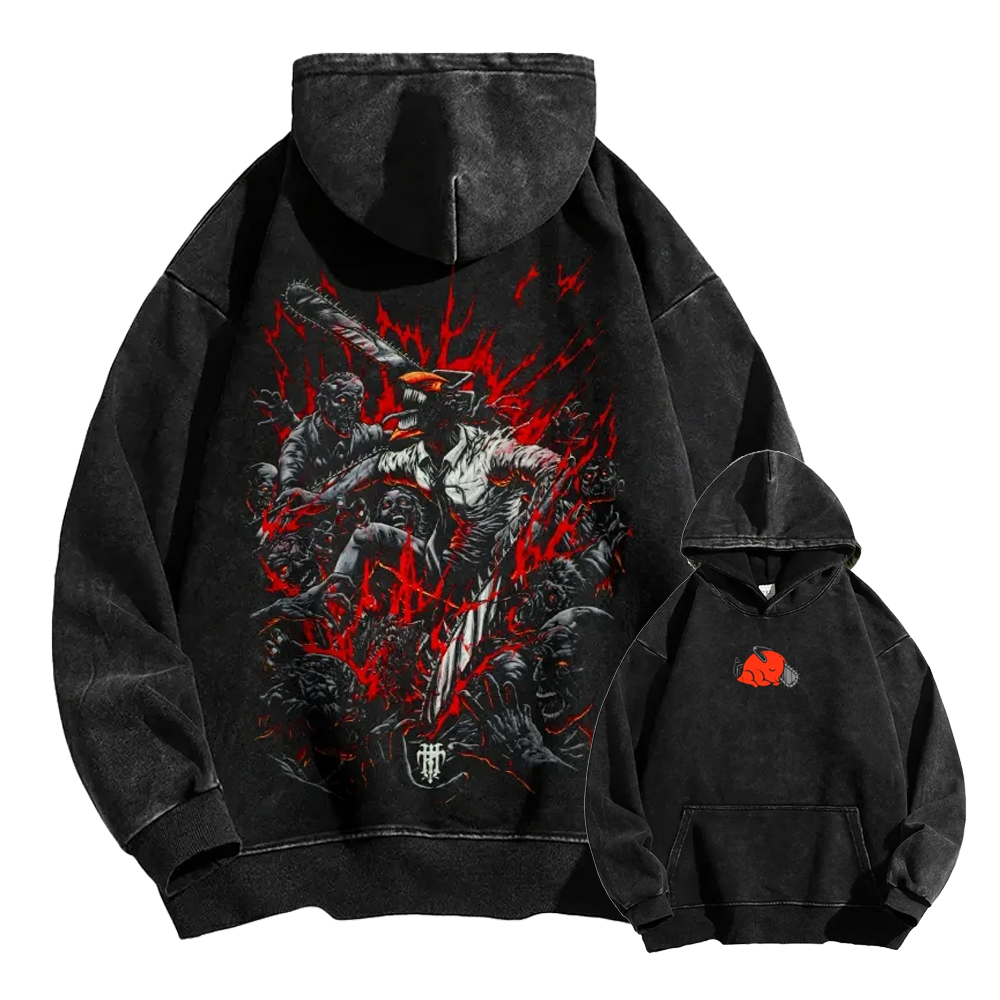 Chainsaw Man Casual Washed Hoodie 2510005425